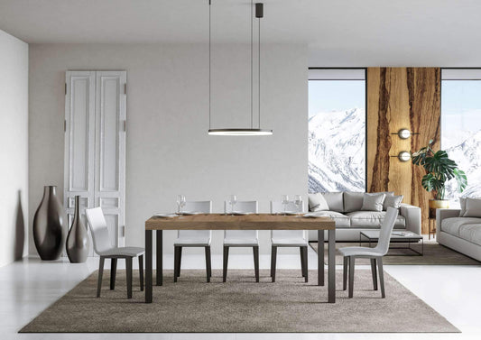 Dafne Italian Design Tavolo everyday allungabile piano Quercia Natura 90x180 allungato 284 telaio Antracite