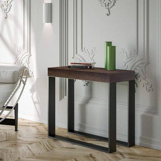 Dafne Italian Design Consolle allungabile Elettra Premium Small Noce Telaio Antracite