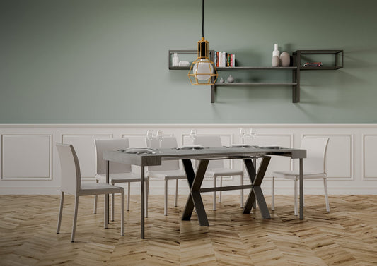 Dafne Italian Design Consolle allungabile Xenia Cemento Telaio Antracite