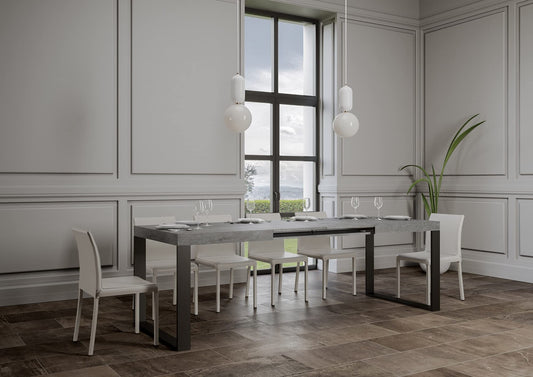 Dafne Italian Design Tavolo Tecno allungabile piano Cemento 90x160 allungato 264 telaio Antracite