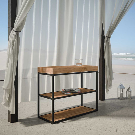Dafne Italian Design Consolle allungabile Camelia Abete Tinto Telaio Antracite