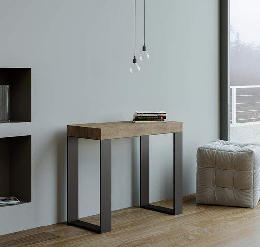 Itamoby Consolle allungabile Tecno Small Noce & Antracite L.90 x H.77 x P.40 (allungabile Fino a 196 cm)