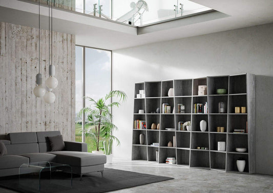 Dafne Italian Design Libreria Trek 7 elementi Cemento