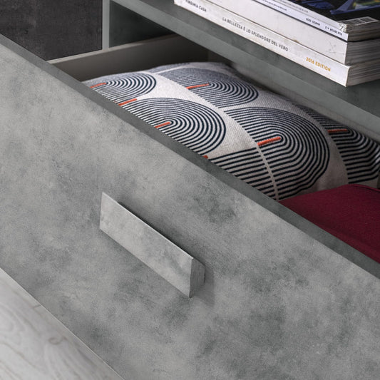 Dafne Italian Design Mobile da soggiorno moderno Pegy misura cm. 270x42x205 colore grigio scuro e grigio chiaro sfumati: base tv, madia alta, pensile e mensola.