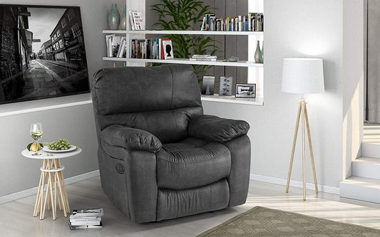 Dafne Italian Design Poltrona con Recliner Elettrico (cm. 109 x 105 x 105h) - Materiale: Similpelle Grigio
