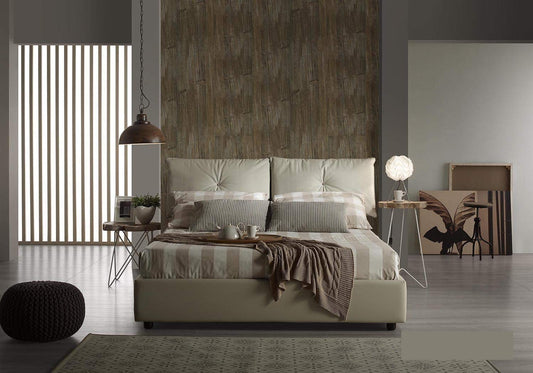 Dafne Italian Design Letto matrimoniale contenitore, similpelle lavabile, colore avorio - Dimensioni: Larghezza 176 x 214 x H 104 cm - per materasso 160 x 200. - 100% Made in Italy (SFI)