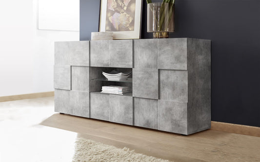Dafne Italian Design Mobili da soggiorno moderni Dame color grigio cemento: madia 2 ante cm. 121 x 43 x 111; madia 2 ante e 2 cassetti cm. 181 x 43 x 84