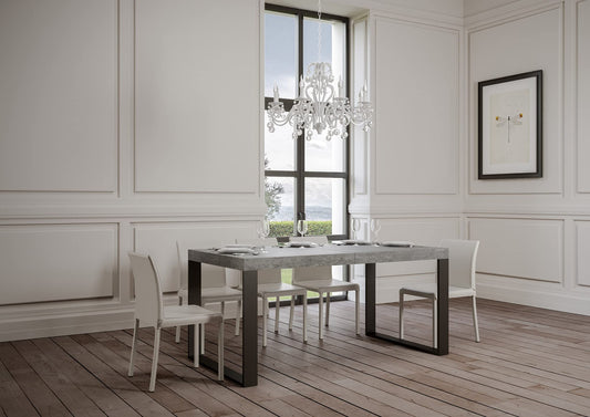 Dafne Italian Design Tavolo Tecno allungabile piano Cemento 90x180 allungato 284 telaio Antracite