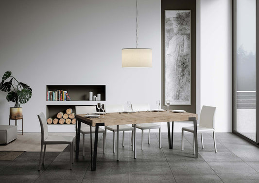 Dafne Italian Design Consolle allungabile Rio Premium Quercia Natura Telaio Argento