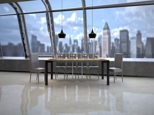 Dafne Italian Design Consolle allungabile Everyday Evolution Small Quercia Natura Telaio Antracite