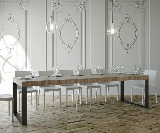Dafne Italian Design Consolle allungabile Elettra Premium Quercia Natura Telaio Antracite