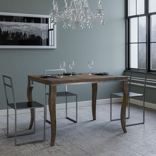 Dafne Italian Design Tavolo Olanda Libra Noce 90x120 allungato 90x240 telaio grigio 142