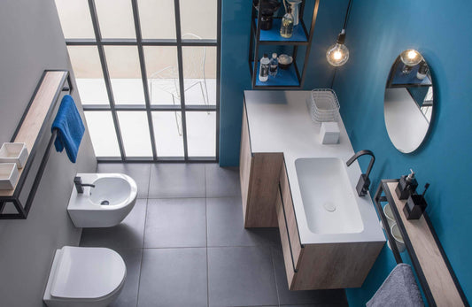Dafne Italian Design Mobile da bagno con top in Ocritech effetto legno (cm. L72 x P48 x H55)