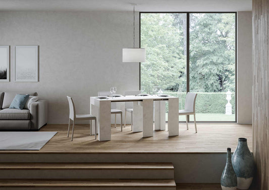 Dafne Italian Design Consolle Allin bianco spatolato L.78 H.80 P.47 (allungabile a 299) cm
