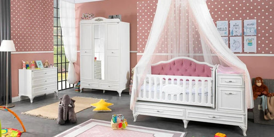 Dafne Italian Design Cameretta da neonata Angel Bianca con Letto evolutivo.