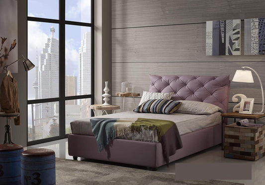 Dafne Italian Design Letto una piazza e mezza contenitore, similpelle, lilla - 136x210x114 cm - per materasso 120x190-100% Made in Italy