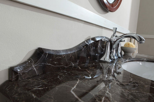 Dafne Italian Design Mobile da bagno con cassetti e specchio - Misura: L.108 H.83 P.57 - Finitura: Noce - Top: Marmo New Emperador. - 100% made in Italy