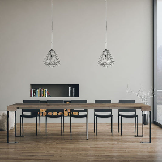 Dafne Italian Design Consolle allungabile Tecno Quercia Natura Telaio Antracite