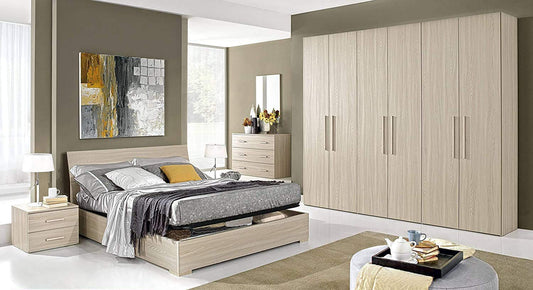 Dafne Italian Design Camera Completa - Effetto Olmo Perla (cm. 274 x 55 x 245 cm)