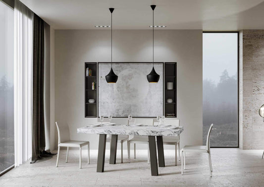 Dafne Italian Design Tavolo Bridge Allungabile piano Marmo 90x160 allungato 264 telaio Antracite