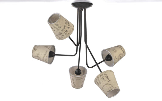 Dafne Italian Design Lampadario a cinque luci con paralume decorato con scritta - (UL)
