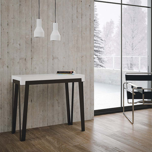Dafne Italian Design Consolle allungabile Rio Bianco Frassino Telaio Ruggine