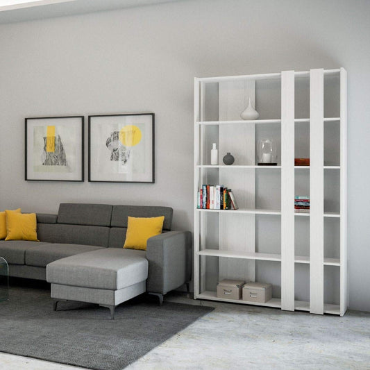 Dafne Italian Design Libreria Composizione Small B Kato 6R 2 fianchi 4 fasce lunghe Bianco Frassino