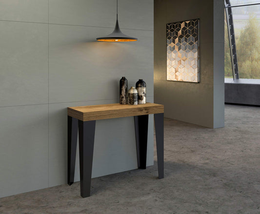 Itamoby Consolle Allungabile Flame Quercia Natura & Antracite L.90 x H.77 x P.40, allungabile Fino a 300 cm
