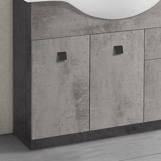 Mobile da bagno Missy finitura cemento grigio chiaro e scuro composto da: componibile bagno cm. 105x50x190 (base, lavabo, specchio, pensile) - colonna cm. 34x34x150 - base mobile cm. 69x34x80