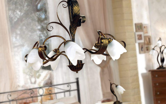 Dafne Italian Design Lampadario fiore in ottone