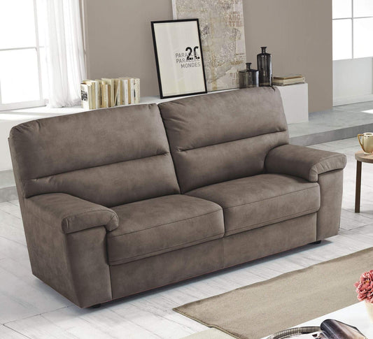 Dafne Italian Design Divano a 3 posti. Similpelle Effetto Nabuk Elephant (cm. 186 x 95 x 96h)