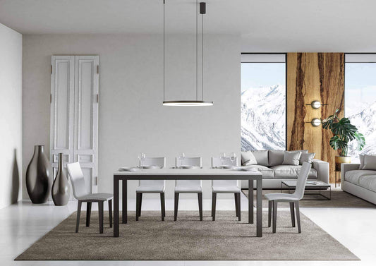 Dafne Italian Design Tavolo everyday Evolution piano Bianco Frassino 90x160 allungato 264 telaio Antracite