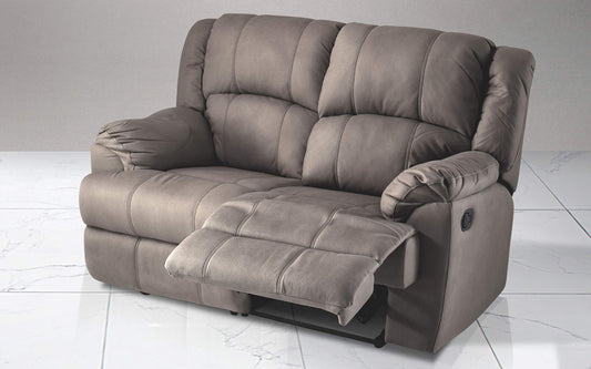 Dafne Italian Design Divano 2 posti con 2 Recliner manuali. Similpelle Effetto Nabuk Elephant (cm. 150 x 98 x 99h)
