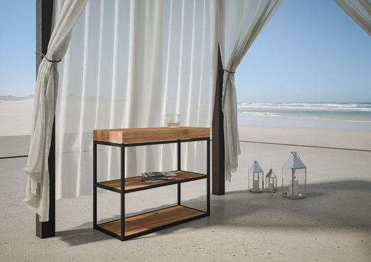 Dafne Italian Design Consolle allungabile Camelia Small Abete Tinto Telaio Antracite