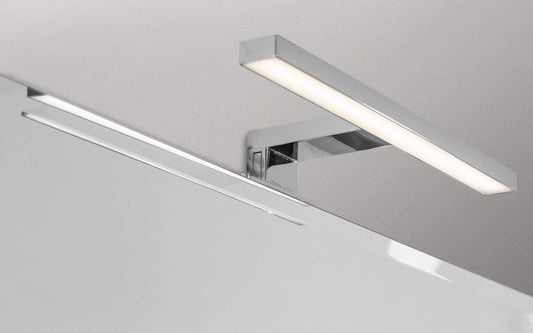 Mobile da bagno sospeso con lavabo cm. 80 x 46 x 51h. - colore legno chiaro -2 cassettoni con maniglia a gola, lavabo e specchio con luce a Led