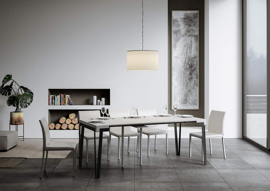 Dafne Italian Design Consolle allungabile Rio Small Bianco Frassino Telaio Argento