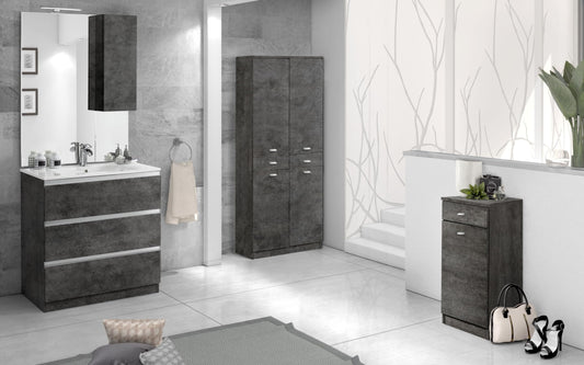Dafne Italian Design Mobile da bagno Vichy colore grigio antracite composto da: componibile bagno cm 81x46x189 (base, lavabo, specchio, pensile) - colonna cm. 69x34x150 - base mobile cm 34x34x80