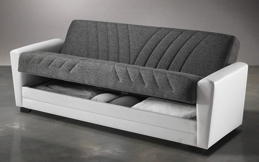 Dafne Italian Design Divano Letto 3 posti - Bianco e Grigio - cm. 223 x 86 x 85h (Std)