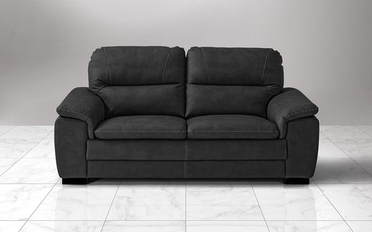 Dafne Italian Design Divano a 3 posti. Similpelle Effetto Nabuk Nero (cm. 198 x 95 x 94h)