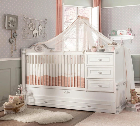 Dafne Italian Design Lettino Trasformabile Romantic per Bebè (con Letto Genitore) (80x180 Cm)