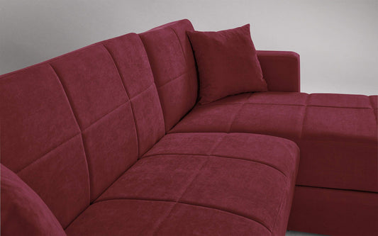 Dafne Italian Design Divano Letto angolare 2 posti Bordeaux - penisola a Destra - (cm. 225 x 158 x 86h)