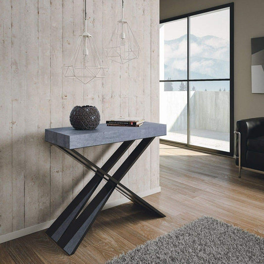 Itamoby Consolle allungabile Diago Small Cemento & Antracite L.90 x H.77 x P.40 (allungabile Fino a 196 cm)