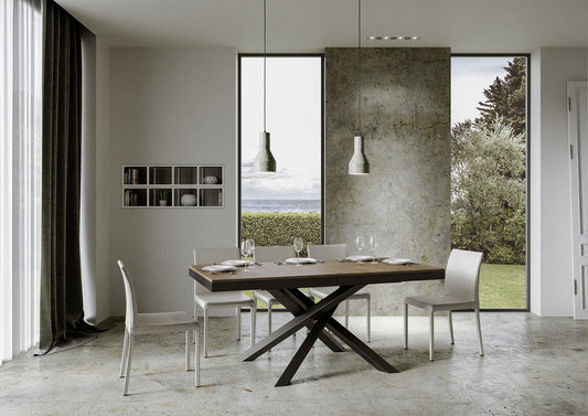 Dafne Italian Design Tavolo Volantis Evolution piano Noce 90x160 allungato 420 telaio Antracite