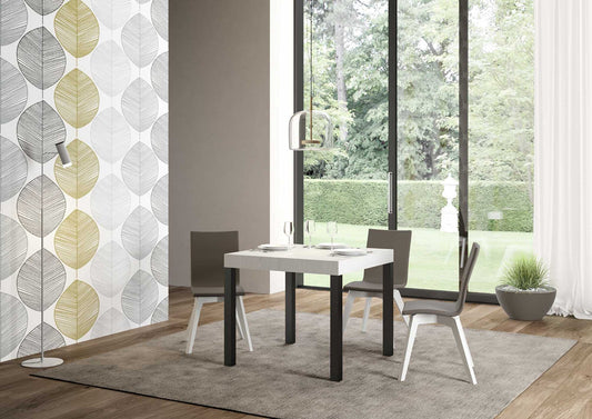 Dafne Italian Design Tavolo everyday allungabile piano Bianco Frassino 90x90 allungato 246 telaio Antracite
