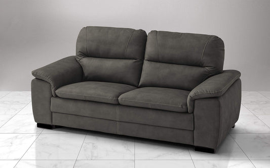 Dafne Italian Design Divano a 3 posti. Similpelle Effetto Nabuk Olive Grey (cm. 198 x 95 x 94h)