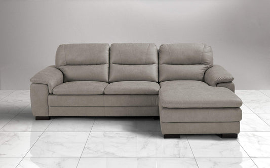 Dafne Italian Design Divano angolare 3 posti con penisola a Destra. Tessuto Manila Light Grey (cm. 275 x 158 x 94h)