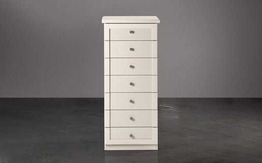 Settimino con 7 cassetti. Patinato Beige (cm. 57 x 48 x 131h)