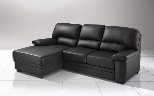 Dafne Italian Design Divano Letto angolare 2 posti con penisola a Sinistra. Similpelle Nero (cm. 252 x 160 x 92h)