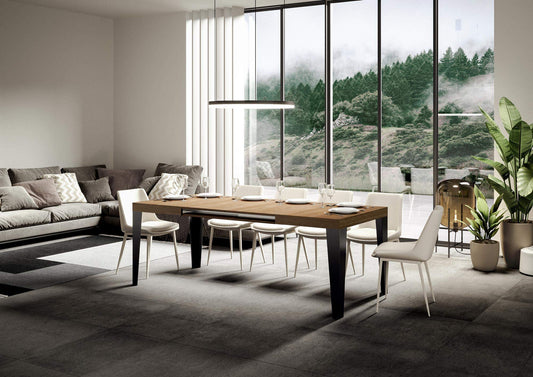 Dafne Italian Design Tavolo Flame allungabile piano Quercia Natura 90x130 allungato 390 telaio Antracite