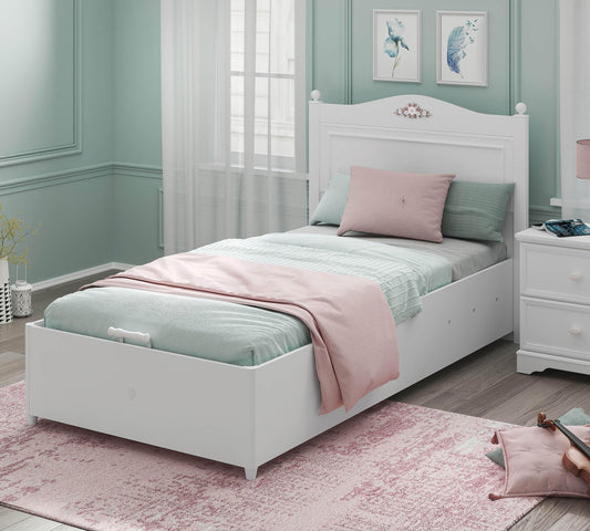 Dafne Italian Design Letto Rustico Bianco con Rete (100x200 Cm)